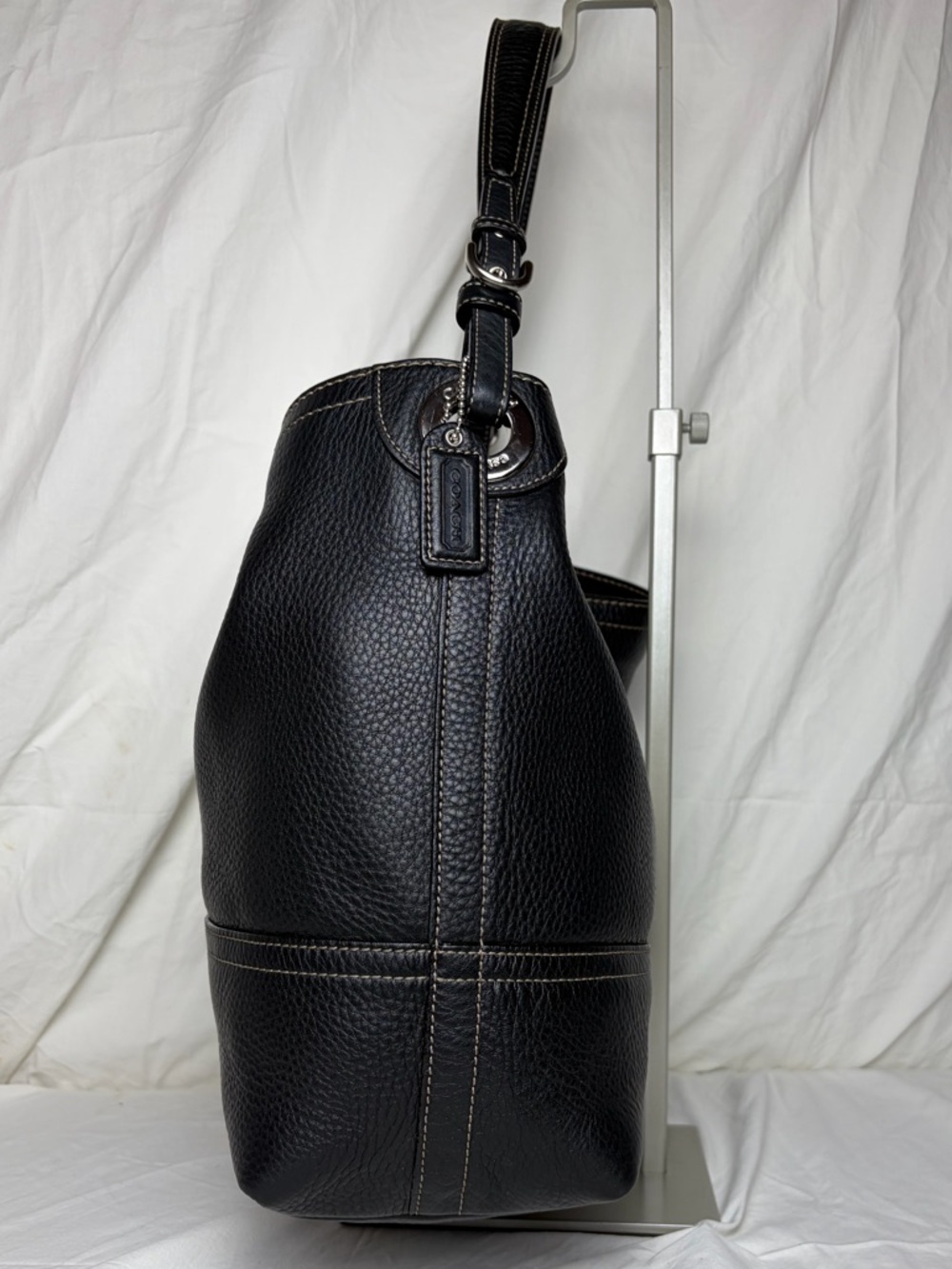 Vintage Coach B060-5717 Black Pebbled Leather Hobo Shoulder Bag - Picture 5 of 12